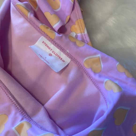 NWOT Stoney Clover x Target Flutter Strap Heart Print Bikini Set Lavender/Orange - Picture 14 of 16